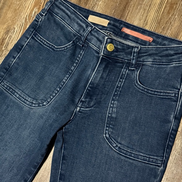 Pilcro The Icon Low Rise Flare Jeans Women's 25 Utility Pocket Stretch Denim - Picture 5 of 10